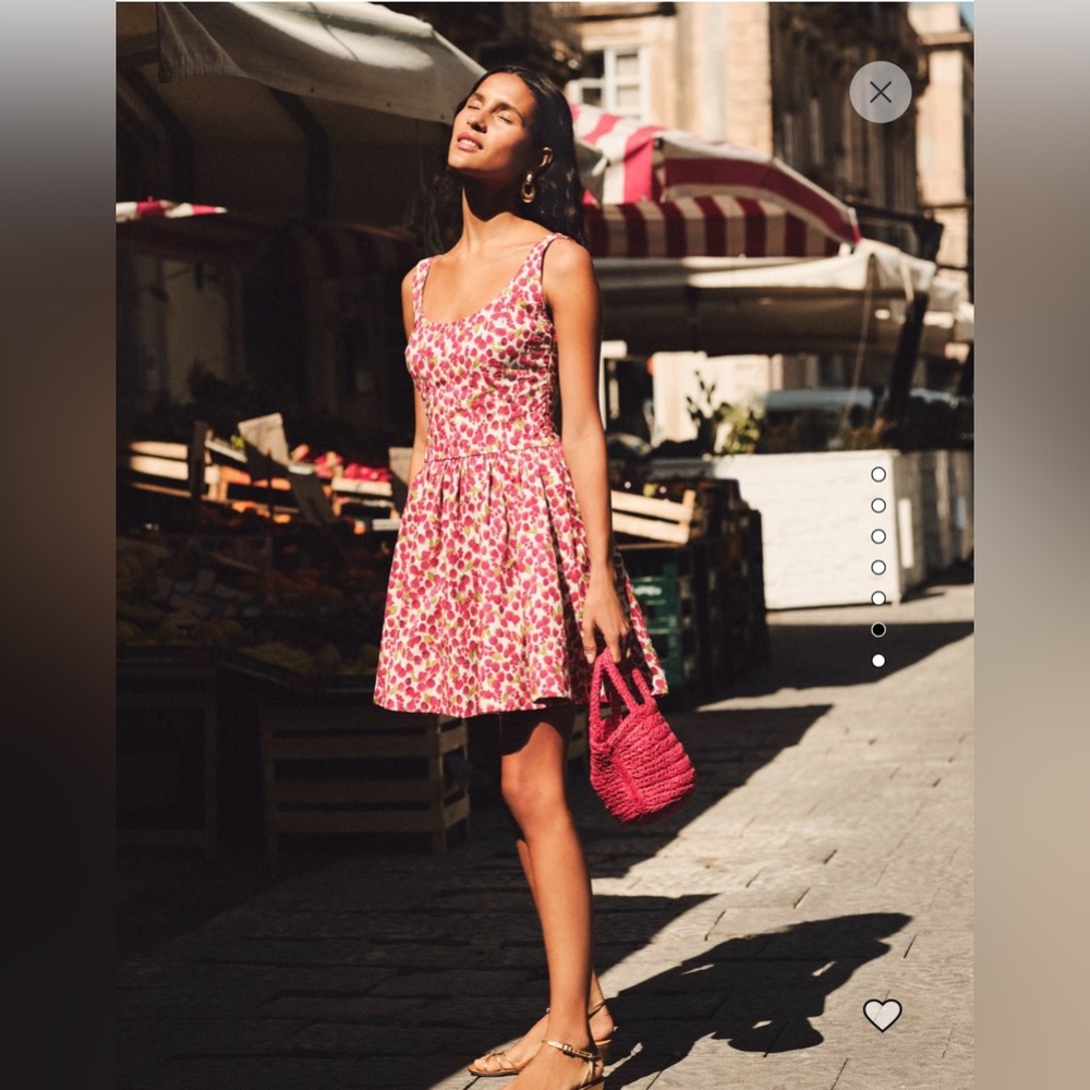 I. Crew NWT Fit-and-flare mini dress in raspberry print